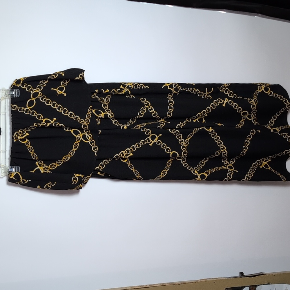 BeBop Black and Gold Chain Print Dressy Pant Jumper